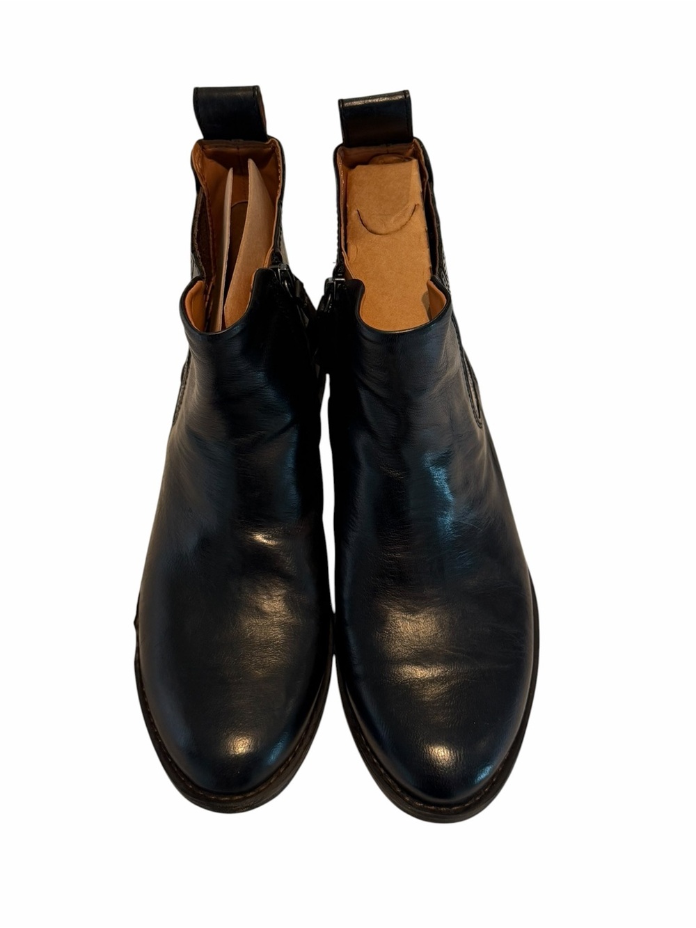 Franco Sarto Black Leather Ankle Boots Chelsea Zip Booties Size 7.5
